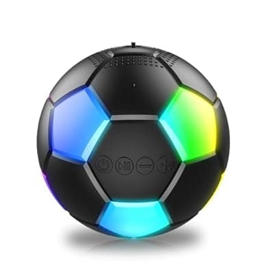 [RZLCCL] RZLCCL Soccer Ball Shaped Speaker, Portable Wireless Speaker with LED Light, IPX6 Waterproof, 5W Stereo, TWS Pairing, Suitable for Outdoor Travel Speakers for Sports Fans - Black