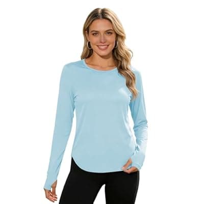 [AGVNG] Womens Sun Shirts UPF 50+ Long Sleeve UV Protection Moisture Wicking Quick Dry Workout Running Hiking Outdoor Athletic Tops