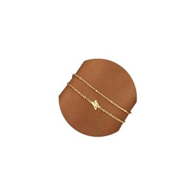 [BAYLAY] BAYLAY Gold Initial Bracelet for Women Trendy Jewelry - 18K Gold Plated Layered Letter Bracelet Dainty Gold Initial Charm Bracelet for Women Jewelry Gifts