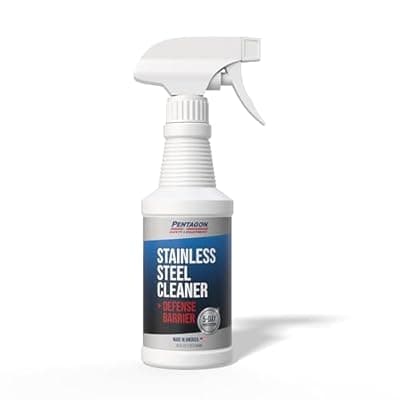 [PENTAGON SAFETY EQUIPMENT] PENTAGON SAFETY EQUIPMENT Stainless Steel Cleaner (32oz) – Non-Toxic, Streak-Free & Alcohol-Free | 5 Day Protection | Removes Fingerprints | Made in USA
