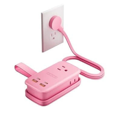 [NTONPOWER] NTONPOWER GAN Ultra 65W Pink Fast Charging Station, Travel Power Strip with 3 Outlets 4 USB (2 USB C), Pink Extension Cord 4Ft, Kawaii Cute Accessories Compatible with MacBook, iPhone