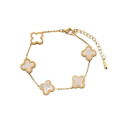 [ANGIE'S GLAMOUR & GRACE] ANGIE'S GLAMOUR & GRACE: Four Leaf Clover Jewelry Set, Stainless Steel, Gold Plated