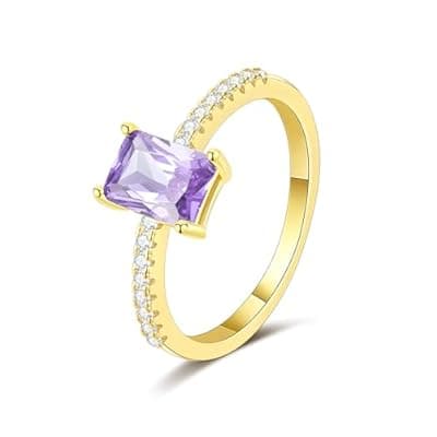 [Honsny] Honsny Gold Birthstone Rings for Women Non Tarnish Wedding 14K Gold Plated Emerald Engagement Promise Rings Cubic Zirconia Stackable Dainty Gemstone Pinky Eternity Band Ring Jewelry Birthsday Gifts