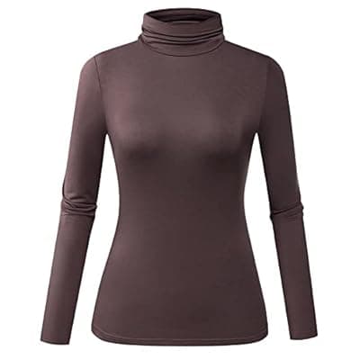 [Herou] Herou Womens Long Sleeve Turtleneck Slim Fitted Lightweight Casual Active Layer Tops Shirts