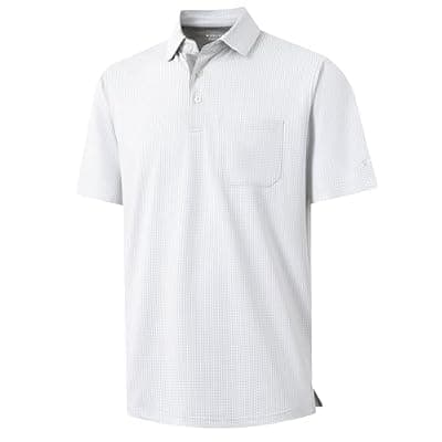 [M MAELREG] M MAELREG Mens Polo Shirts Short Sleeve Dry Fit Jacquard Performance Moisture Wicking Casual Pocket Golf Shirts for Men