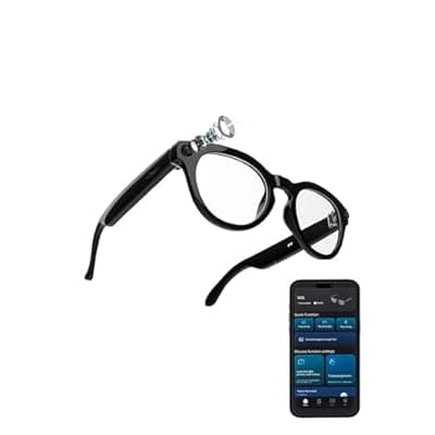 [Orpnkna] Orpnkna AI Smart Glasses with 8MP Camera, Continuous 12-Min 1200P Video Recording, Real-Time Translation & Voice Assistant, Open-Ear Bluetooth Audio for Vlogging, Travel & Meetings
