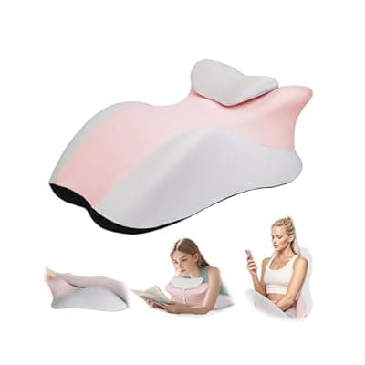 Adult Memory Foam Ergonomic Wedge Prone Pillow, Bed Pillow for Sitting Up, Back, Neck, and Leg Pain Relief, Anti Snoring, Ideal for Massage, Reading, Sleeping, with Removable Washable Cover, Pink