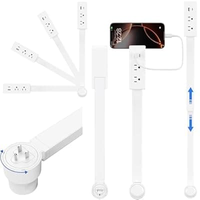 [CARAVELOVE] Outlet Extender Stick, Electric Outlet Extender Stretch from 17.7" to 27.6" & Rotate 180°, Easy Access to Hard to Reach Spaces Behind Sofas & Nightstands