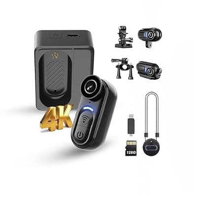 [Catchallway] Catchallway 4K Mini Body Camera Action Cam with Audio & Video Recording -128G Thumb Size Hands Free Body Worn Cameras - Wearable Portable Camcorder for Work Travel Pet Walk Vlog(Black)