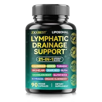 [ZXXBEST] Lymphatic Drainage Supplements, Lymphatic Drainage Capsules - Wellness Formula Complex 21 in 1 Aescia, Turmeric, Bromelain, Echinacea & More - Lymph System Support (90 Cupsules)