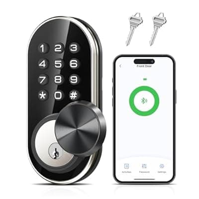 [TEEHO] TEEHO TE341 Smart Keyless Entry Door Lock with App Control, Digital Keypad Bluetooth Electronic Deadbolt with Auto Lock, Easy Installation - Silver