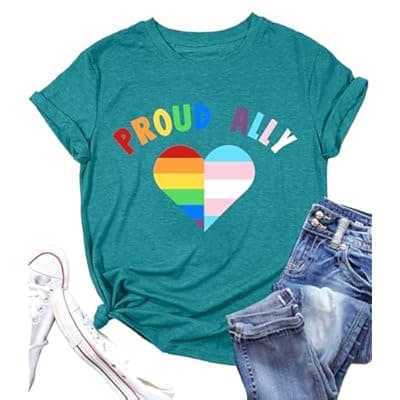 [YI XIANG RAN] Pride Shirts Women Rainbow Heart Graphic Tee Shirt LGBT Gay Pride Tshirts Casual Short Sleeve Tops