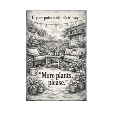 [Carastora] If Your Patio Could Talk It’d Say More Plants Please Vintage Garden Tin Sign Rustic Outdoor Porch Wall Decor Botanical Humor Artwork Metal Plaque for Backyard Balcony Sunroom Home Accent 8x12 Inch