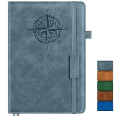 [MALEDEN] Notebook Journal for Women Men: Leather Journal for Writing, Hardcover College Ruled Journals Notebooks with Thick Paper, Large A5 Daily Journal for Travel, Diary, Gifts for Teens, 5.7"×8.5", Deepblue