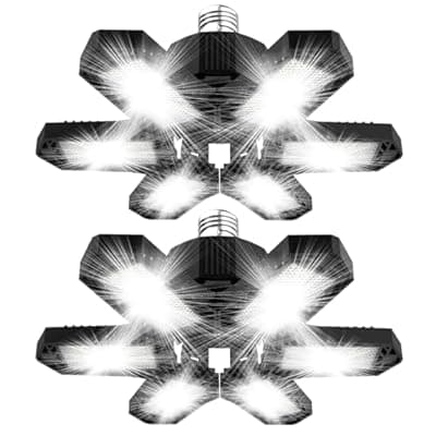 [Brobantle] Brobantle LED Garage Lights Bulb 2 Pack 120W Led Screw in Garage Lights 12000LM 6500K Bright LED Garage Ceiling Lights Deformable Garage Shop Light for Attic Basement Workshop Screw in E26 E27 Base