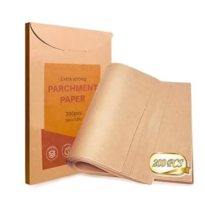 [Yarmchahk] Yarmchahk 200pcs Unbleached Parchment Paper Sheets, 9x13In Precut Cooking Paper Liners for Baking Sheets, Air Fryer, Microwave, Grilling, Oven, Non-Stick,Non-Toxic, Oil Proof, Food Grade