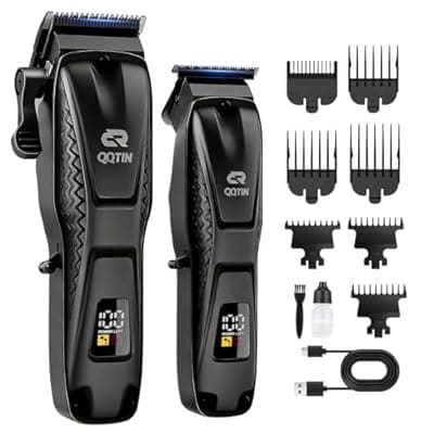 [QQTIN] QQTIN Hair Clippers for Men Professional, Cordless Clippers and Trimmers Set for Hair Cutting, 8500RPM Rechargable Electric Hair Trimmer for Self-Haircut and Family Use (Black)