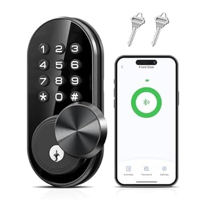 [TEEHO] TEEHO TE341 Smart Keyless Entry Door Lock with App Control, Digital Keypad Bluetooth Electronic Deadbolt with Auto Lock, Easy Installation - Black