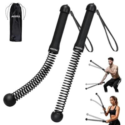 [AESTLL] Ropeless Battle Ropes Weighted, 2 Pack Portable Cordless Battle Ropes for HIIT & Cardio Full-Body Workout Tool with Non-Slip Spiral Handles, Travel-Friendly Home Gym Equipment for Women & Men
