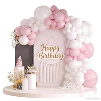 Pink and White Balloon Garland Arch Kit 160Pcs Pink White Latex Balloons for Wedding Bridal Shower Anniversary Birthday Party Decorations