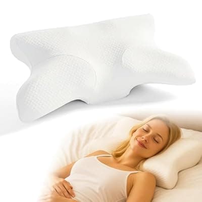 [COMFILLOW] COMFILLOW Cervical Neck Pillow for Pain Relief, All Season Memory Foam Pillow with Dual Height Design & Arm Cradle, Support for Side, Back, Stomach Sleepers