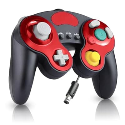 [YSDZSW] YSDZSW Upgraded GameCube Controller with TURBO Function, Classic Wired Controller for Wii/GameCube (Black-Red)