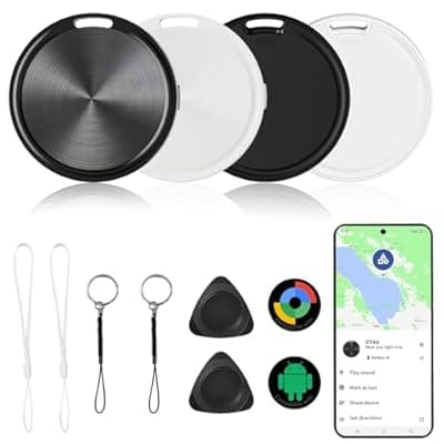 [NavmmSenn] Air Tracker Smart Tags for Android 4 Pack, Bluetooth Luggage Tracker Anti Lost Item Finder with Holder Case Compatible with Google's Find Hub for Key, Backpack, Luggage, Wallet, Precise Position