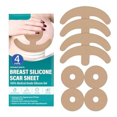 [Richie House] Silicone Scar Sheets, Medical Grade Silicone Scar Sheets for Breast - 4 Pair Reusable & Breathable Strips, Soft Post-Surgery Tape for Scar Prevention & Treatment