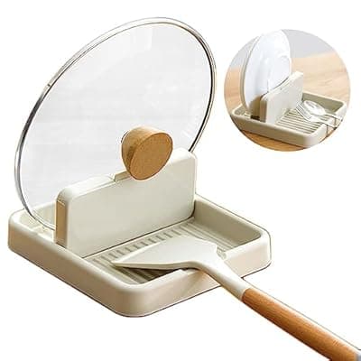 [Oniapro] 1 Pack Spoon Rests with Lid Holder for Multiple Utensils, Utensil Rest & Spoon holder for Kitchen Counter, Stove Top, Heat Resistant Kitchen Utensil Holder for Spatulas Holder, Pot Lid, Tongs, Ladles