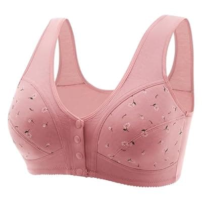 [LIKEOULI] LIKEOULI Front Closure Bras for Women No Underwire Push up Bra with Snaps 2026 Daisy Older for Women Breathable Everday Bras