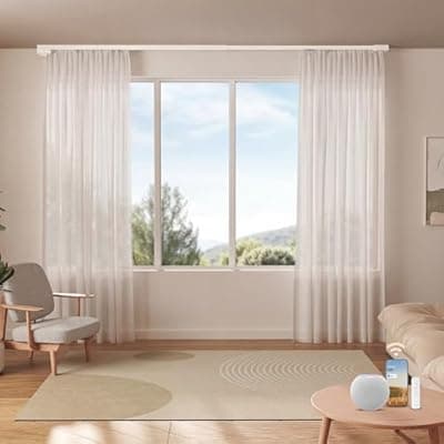 [Remac ahome] Remac M1 Motorized Curtain Track, Apple Home Certified No-Cut Adjustable Rail, Smart Track (Matter, Alexa, Google), Ceiling/Wall Mount for Bedroom Living Room 66"-114"