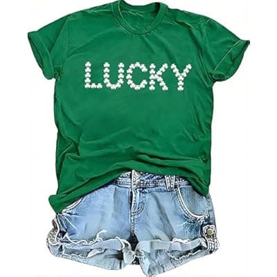 [YEFOLA] St Patricks Day Shirt Women Lucky Irish Shamrock Tshirt Green Saint Pattys Day Clover Graphic Tee Tops