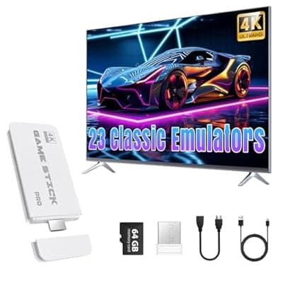 [xiskt] M15 Retro Gaming Console,Dual 2.4GHz Wireless Controllers,Retro Game Stick with 64GB TF Card,Support 23 Emulators,Game Stick 4K HDMI Plug and Play Video Games for TV