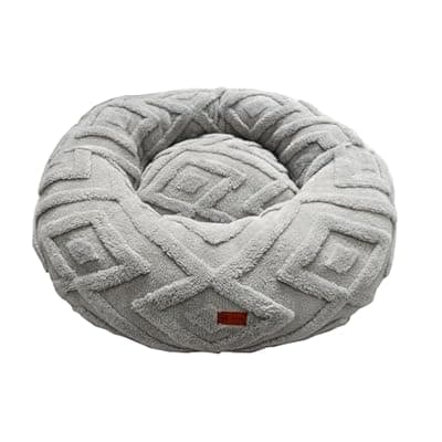 [ShinHye] ShinHye Dog Bed for Small Dogs & Cats, Washable Calming Round Pet Bed with Non-Slip Bottom, Soft Indoor Puppy Bed(LX-Grey-32x32)