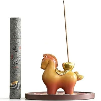 [FKALOAPM] Resin Incense Holder for Sticks, Handmade Horse Shape Incense Burner with 30 Incense Sticks, Anti-Ash Incense Stick Holder for Meditation Yoga Spa Home Decor