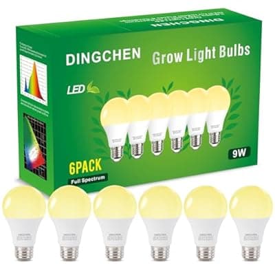 [DingChen] DingChen Grow Light Bulbs, A19 Full Spectrum Light Bulb, 9W Plant Grow Lights Bulbs (100W Equivalent), E26 Base, for Indoor Plants, Herbs, Flowers, Vegetables, 6 Pack