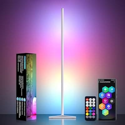 MIHEAL Corner Floor Lamp - Smart RGB LED Corner Lamp with App and Remote Control, 16 Million Colors & 68+ Scene, Music Sync, Timer Setting -for Living Rooms, Bedrooms, and Gaming Rooms