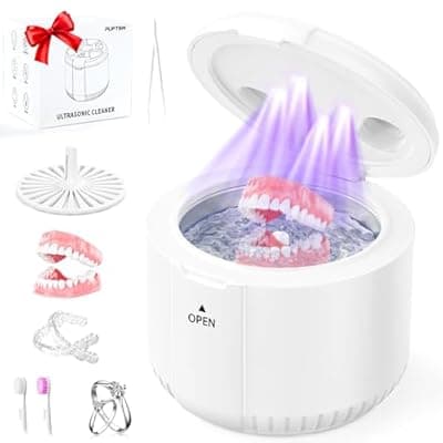 [PUFTEM] 45kHz Ultrasonic Retainer Cleaner Machine Denure Cleaning Pod with Digital Timer for Mouth Guard, Aligner, Night Guard, Braces, Toothbrush, Jewelry, 200ML Tank