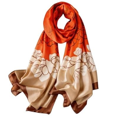 [DiaryYomi] Large Silk Shawl Scarf for Women-Lightweight Satin Long Wrap Silky Fashion Neck Scarf Hijab Headscarf Sun Cover Shawl