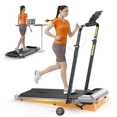 [TOPUTURE] TOPUTURE Walking Pad Treadmill with 12% Incline, 6 in 1 Folding Treadmill with Adjustable Handle Bar for Home/Office, Under Desk Treadmills Portable Walking Pad with App, Remote Control & LED Display