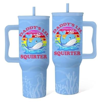 [RHONGE] RHONGE Inappropriate Funny Embarrassing Tumbler With Handle 40 Oz, Gifts For Women Wife Friends Coworkers, Humor Whale Travel Coffee Insulated Cup