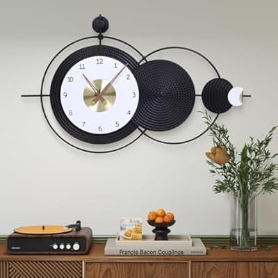 [Anmotpe] Anmotpe Large Wall Clock Black Modern Wall Clocks Nordic Style Clock Non Ticking Battery Operated Big Wall Clocks for Living Room, Kitchen, Dining Room, Bedroom-36.8X22inch