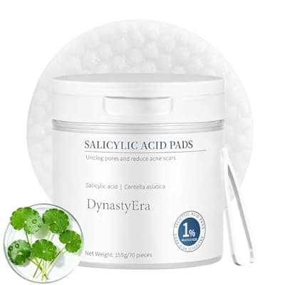 [DynastyEra] Exfoliating Toner Pads for Face & Body, Gentle for Sensitive Skin, 1% Salicylic Acid, Pore Cleansing & Smoothing, with Cica & Hyaluronic Acid, 70 Count
