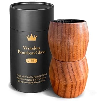 [HWISDMIG] Charred Wooden Bourbon Drinking Glass, Bourbon Gifts for Men – 10 oz Wooden Old Fashioned Glasses Set Whiskey Tumbler | Birthday Whiskey Gifts for Men, Dad or Brother Original Bourbon Tumbler (2 Pack)