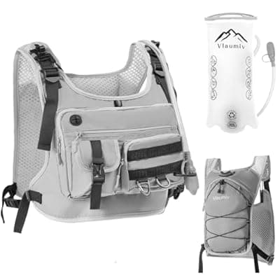 [Vlaumiv] Running Vest for Women Men, Hydration Water Backpack with Adjustable Straps, Lightweight & Breathable Design, Reflective Chest Pack with 2L Water Bladder, Ideal for Running, Hiking and Cycling