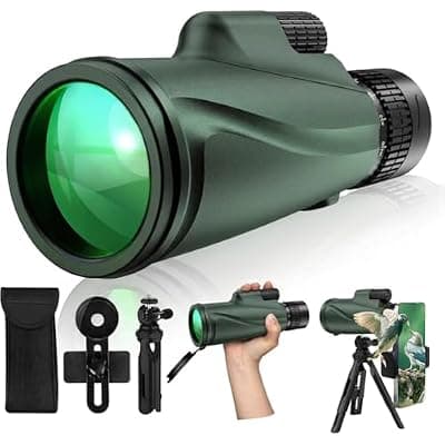 [PhysioPhyx] Monocular Telescope 80x100, Wide Field HD Monoculars for Adults with Tripod & Phone Adapter, Perfect for Bird Watching, Hunting, Hiking & Outdoor Activities -Green