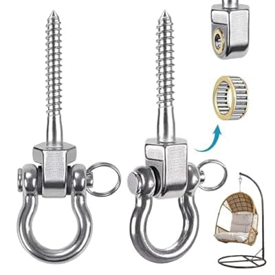 [BAISHUWU] 2 x Heavy Duty 180° Swing Hooks, Swing Hanger with Bearings, Stainless Steel Swing Hardware, Swing Hooks for Wooden Beam Bearings, 304 Stainless Steel Ceiling Bracket, for Hanging Chairs, Swings, up