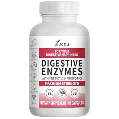 [VivoNu] VivoNu Digestive Enzymes | 22 Enzymes with Organic Prebiotics & Probiotics | Supports Digestion* of Protein, Carbs, Fiber & Dairy | 90 Capsules