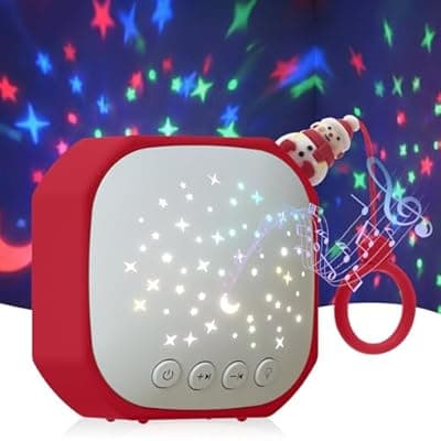 [Junificent] Portable Sound Machine Baby with Star Projector | White Noise Sound Machine for Sleep | Baby Noise Machine with Hook for Children's Bedroom, Travel, Car, Christmas Holidays Gifts (Snowman)