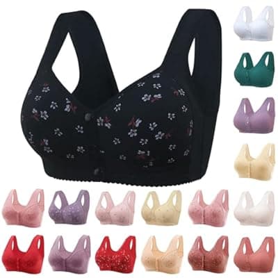 [LIKEOULI] LIKEOULI Front Closure Bras for Women No Underwire Push up Bra with Snaps 2026 Daisy Older for Women Breathable Everday Bras